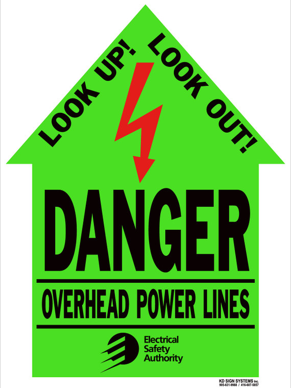 MR155 18"x24" ESA Danger Overhead Power Lines **Prices As Low As $9.95 ea.**