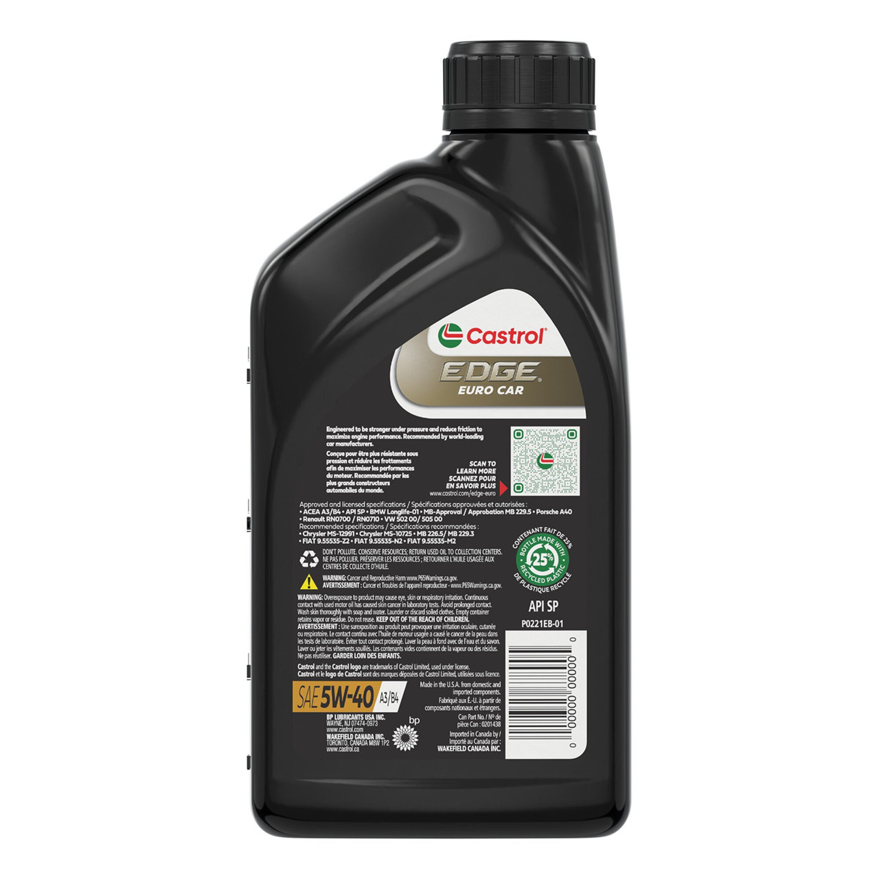 Castrol Edge Euro Car A3/B4 - 5W40 Synthetic Engine Oil - 94