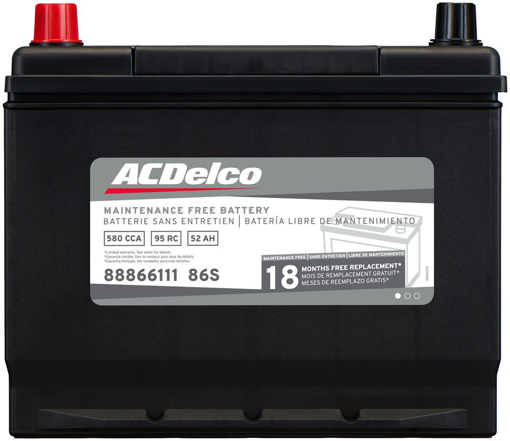 ACDelco Battery, BCI Group 86, 18 Month Warranty, CCA 580