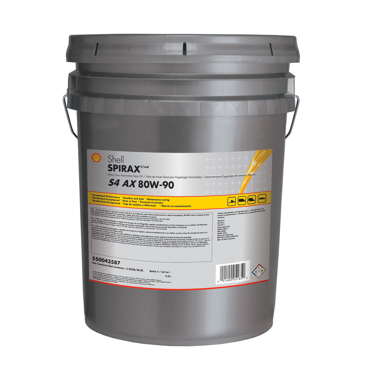 Shell Oil Spirax S4 AX 80W90 Heavy Duty Gear Oil - 20L