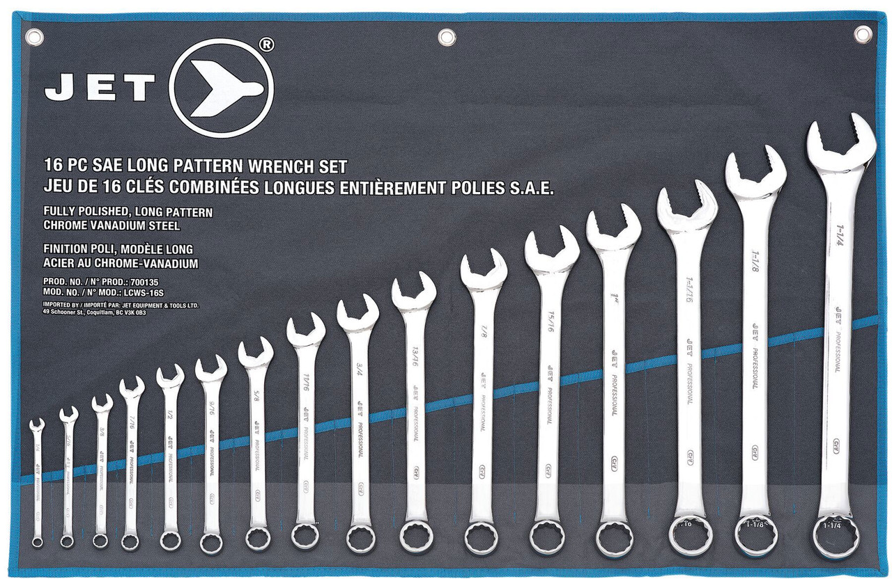 JET Long Pattern Wrench Set - SAE - 16 pc