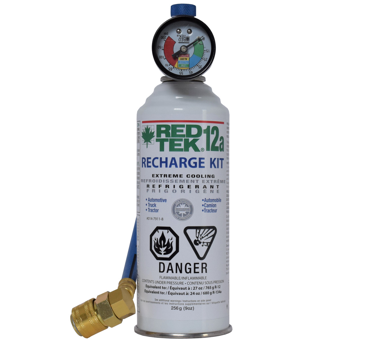 RED TEK Refrigerant 12a-Recharge & Hose/Gauge Kit - 256g