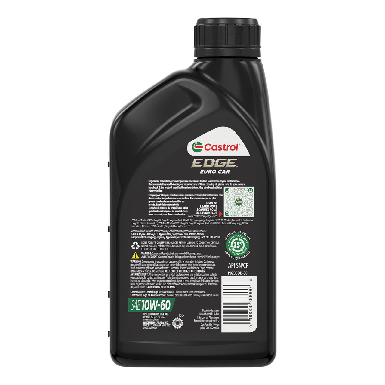 Castrol Edge Euro Car - 10W60 Synthetic Engine Oil - 946mL