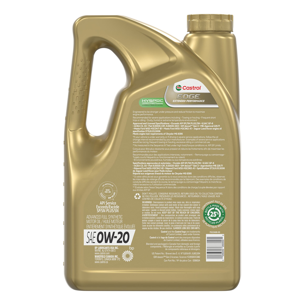 Castrol Edge Extended Performance 0W20 Synthetic Engine Oil
