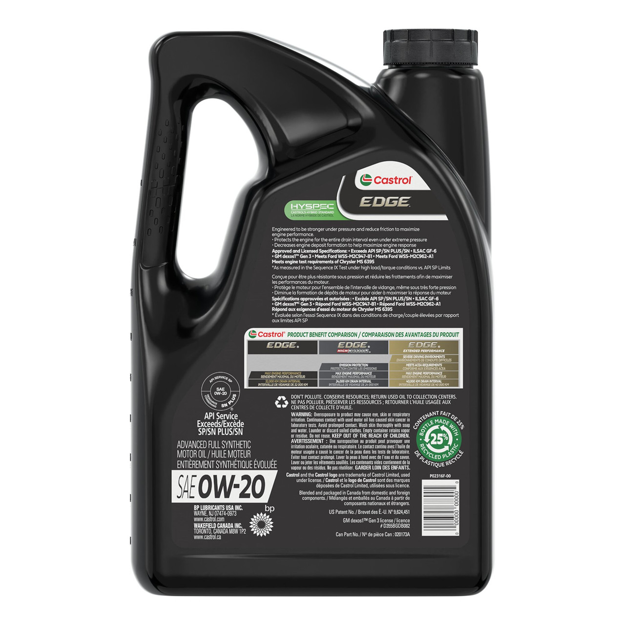 Castrol Edge 0W20 Synthetic Engine Oil - 5L