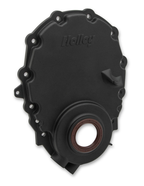 Vortec/Small Block Chevy Cast Aluminum Timing Chain Cover W/Crank Sensor Provision - Black Finish | HOL21-153