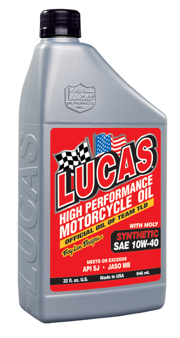 High Performance SAE 10W40 w/Moly Synthetic Motorcycle Engine Oil - 946mL | LUC10777