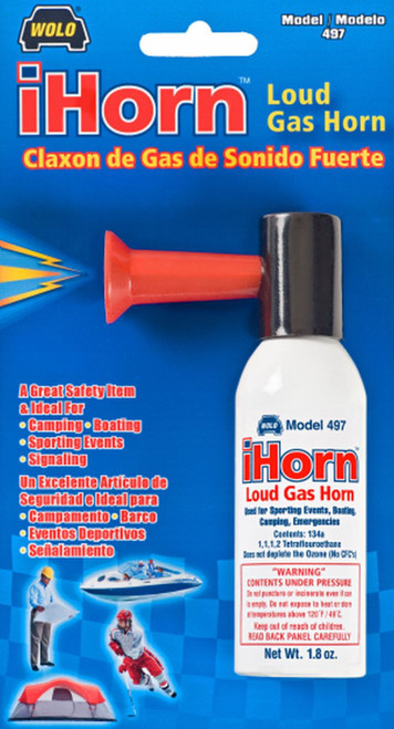 iHORN - MINI HAND HELD GAS HORN.For Boating, Camping, Sporting events, etc. 1.8 oz. Can of 134a Gas. No CFC's | WOL497