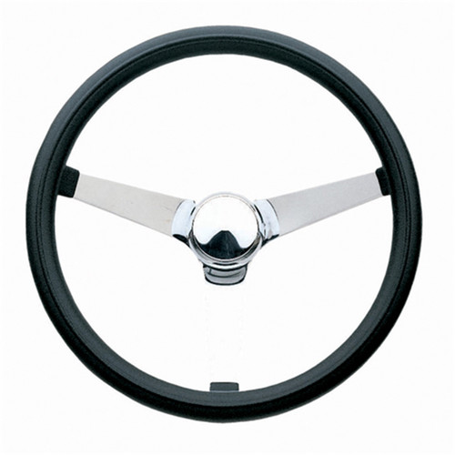 Classic Series Steering Wheel, 13 1/2 in. Diameter, 3 1/2 in. Dish, Black Foam Cushion Grip, Chrome 3-Spoke Design | 031830