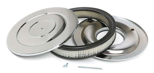 "Performance Style" Air Cleaner Set (Paper Element); 14" Diam.; 2-1/8" Tall; Flat Base- Chrome | 5182148