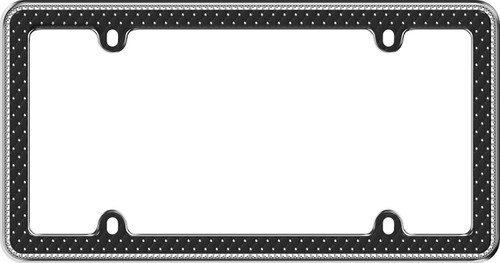 Button Tuck bling License Plate Frame (Chrome, Black) | CAC18525