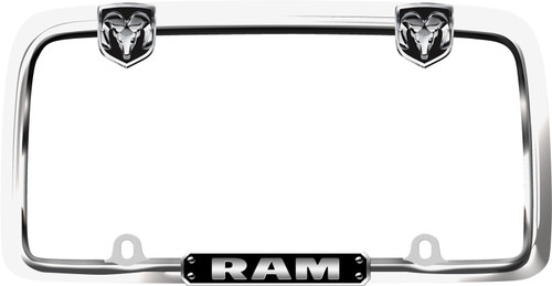 RAM License Plate Frame (Chrome, Black) | CAC11135