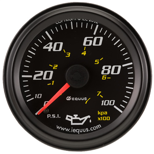 Gauge, Oil Pressure, 2", 0-100Psi, 270º Sweep Mech, Black, 6000 Series | EQG6244
