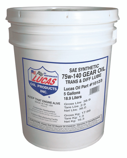 Synthetic SAE 75W140 Gear Oil, Trans & Diff Lube - 18.9L | LUC10123