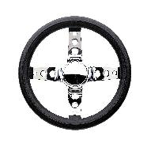 Classic Series Steering Wheel, 11 3/4 in. Diameter, 3 3/4 in. Dish, Black Foam Cushion Grip, Chrome 4-Spoke Design | 031434