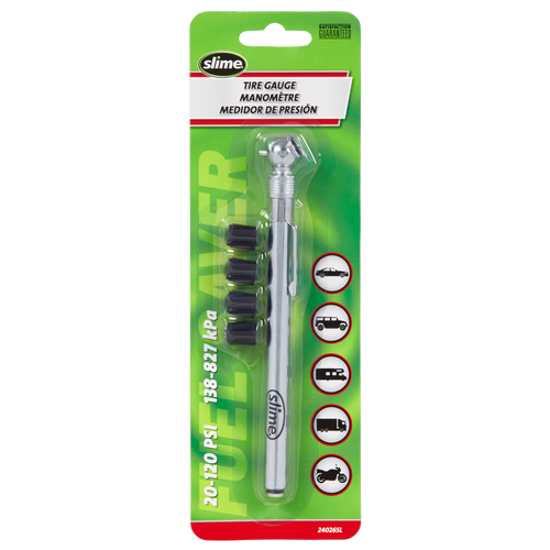 20-120 PSI Pencil Tire Pressure Gauge with Valve Caps | SLM24026SL