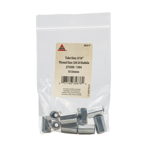 Steel Brake Line Union, 3/16 (3/8-24 Bubble) | AGSBLU-7