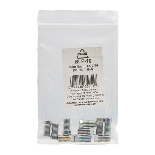 Steel Tube Nut, Long, 3/16 (3/8-24 Inverted) | AGSBLF-10