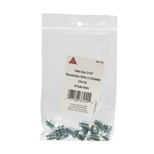 Steel Tube Nut, 3/16 (M10x1.0 Bubble) | AGSBLF-39