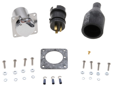 Wthrprf Field-wired receptacle, 120V 15A, Chrome plated 4 hole square mtg flng | 5258605688