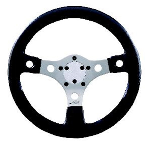 Performance GT Series Steering Wheel, 13 in. Diameter, Black Vinyl Grip, Silver Anodized Aluminum 3-Spoke Design | 031663