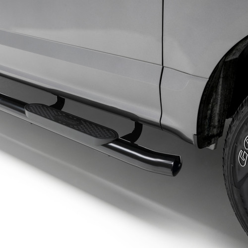 4" Black Steel Oval Side Bars, Select Ford F-150, F-250, F-350, F-450, F-550 | AORS223044