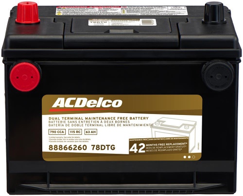 Battery, BCI Group 78, 42 Month Warranty Dual Terminal, CCA 790 | ACD78DTG