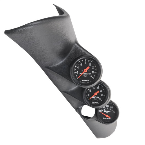 A Pillar Triple Gauge Kit, Pyrometer/Boost/Transmission Temp, 100-250 °F/0-35 Psi/0-1600 °F, 98-02 Dodge Ram | AUM7092