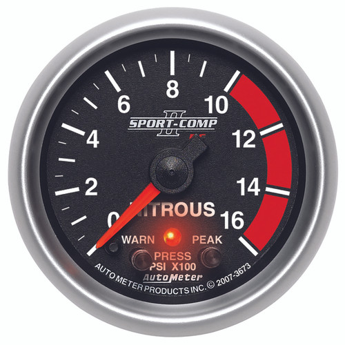 Electric Nitrous Pressure Gauge 2-1/16", 0-1600 Psi, Sport-Comp Ii | AUM3673
