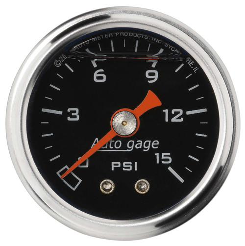 Fuel Pressure Gauge, 1-1/2", 0-15 Psi, Black | AUM2172