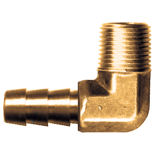 Brass 90º Elbow Hose Barb - 1/4 x 3/8 MPT | 027139-4C