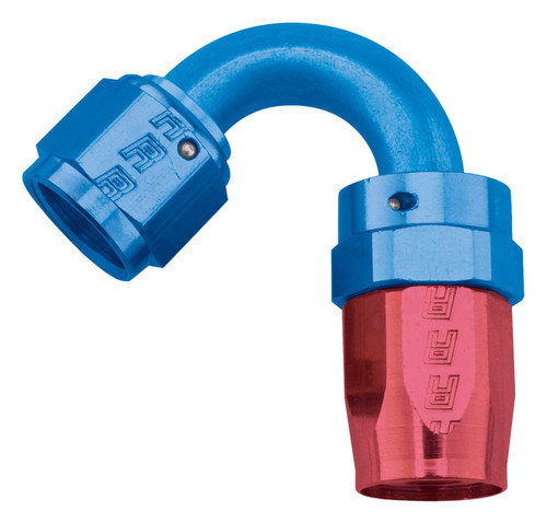 10AN ProClassic Swivel 120 Degree Tight 15/16" Radius Hose End, Red/Blue Finish | RUS613420