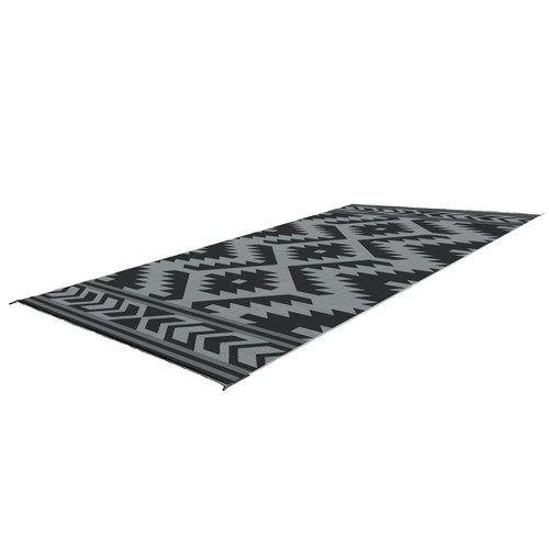 Sante Fe Boho Outdoor Mat - 18' x 9' (Black/Grey) | 084878-KM-SFB-GB-18