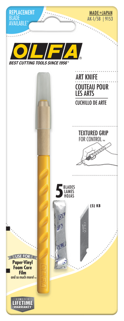 6mm Graphic Art Knife with (5) KB Multi-Purpose Art Blades | OLFAK-1/5B