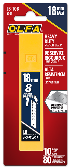 18mm Silver Heavy-Duty Snap Blade, Pack of 10 | OLFLB-10B