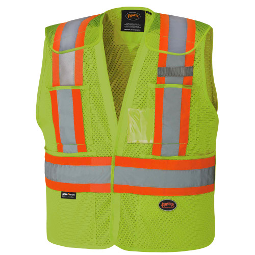 Hi-Vis Poly Mesh Safety Vest - Drop Shoulder - 5-pt Tear-Away - Hi-Vis Yellow/Green- 4/5XL | SWXV102156045XL