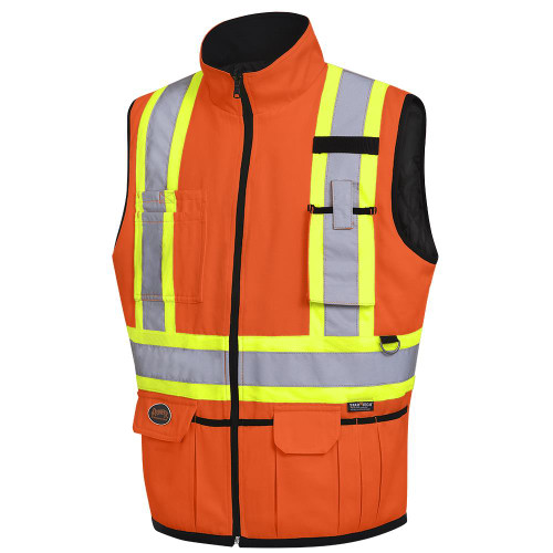 Hi-Vis Reversible Insulated Safety Vest - Zipper Closure - Hi-Vis Orange/Black - M | SWXV1022450-M