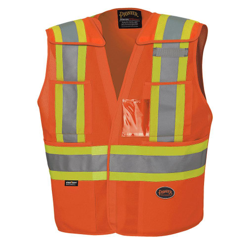 Hi-Vis Tricot Poly Safety Vest - Drop Shoulder - 5-pt Tear-Away - Hi-Vis Orange - S/M | SWXV1020951-S/M