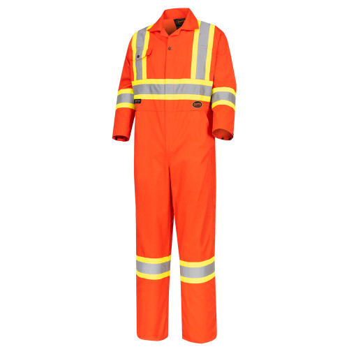 Hi-Vis Poly/Cotton Safety Coveralls - Zipper Closure - Orange - 46 | SWXV2020510-46