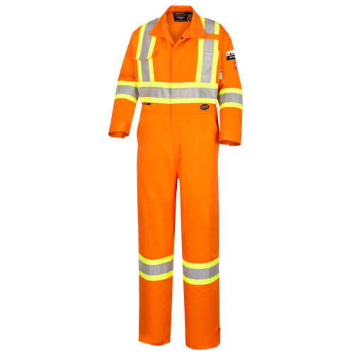 Hi-Vis FR/ARC-Rated 100% Cotton Safety Coveralls - Zipper Closure - Hi-Vis Orange - 44 | SWXV2520250-44