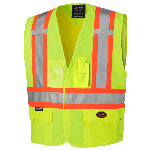 Hi-Vis Tricot Poly Safety Vest - Adjustable - Hook & Loop Closure - Hi-Vis Yellow/Green - S/M | SWXV1020160-S/M