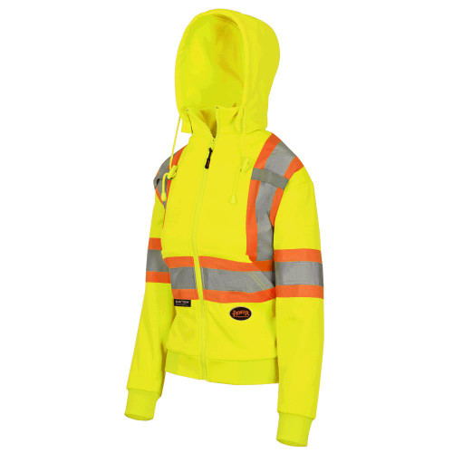 Women's Hi-Vis Fleece Hoodie -Zipper Closure - Hi-Vis Yellow - S | SWXV1060860-S