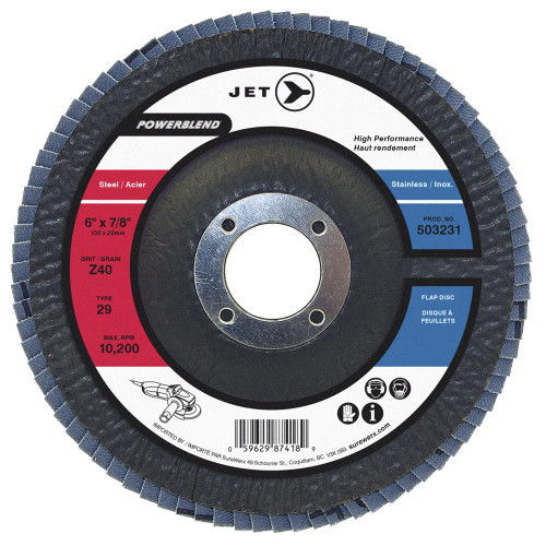 6 x 7/8" Z40 POWERBLEND T29 Zirconia Flap Discs | SWX503231