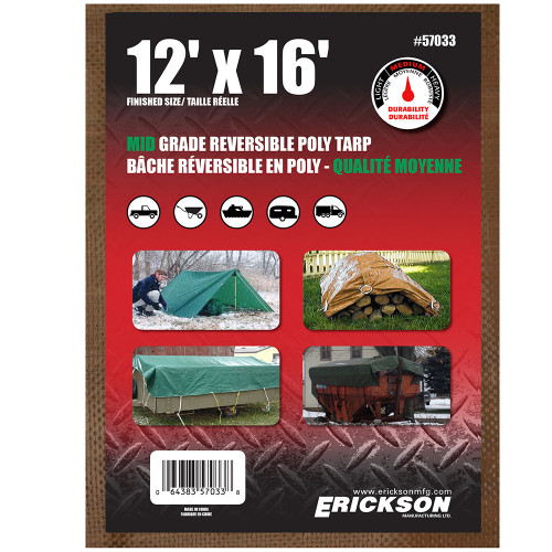 12'X16' Reversible Mid Grade Poly Tarp Brown/Green | 35457033