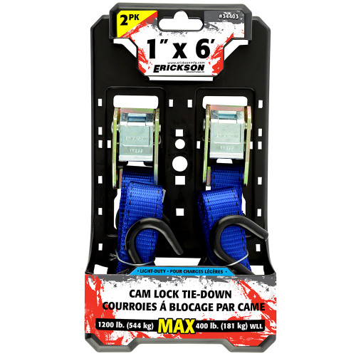 2 Pk 1"X6' 1200 Lb Cam Lock Tie Downs Blue | 35434403