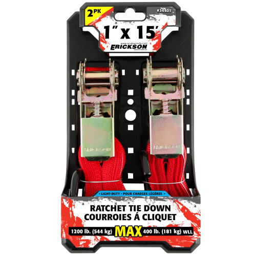 2 Pk 1"X15' 1200 Lb Ratcheting Tie Downs Red | 35434401