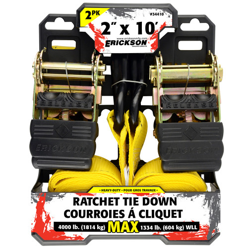 2 Pk 2"X10' 4000 Lb Ratcheting Tie Downs Yellow | 35434410