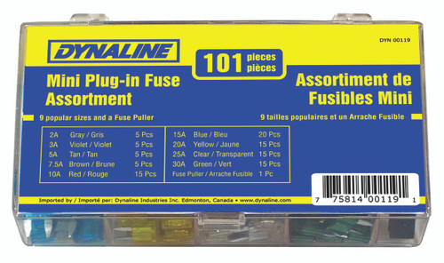 101PC Mini Blade Plug In Fuses Assortment | DYN00119
