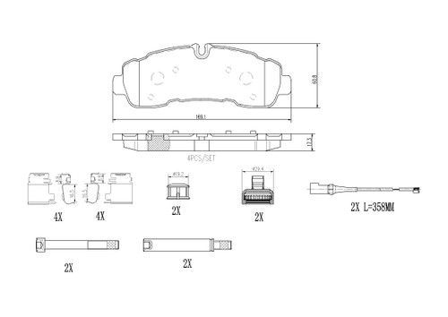 Premium Low-Met OE Equivalent Rear Disc Brake Pad Set | BBBP24250