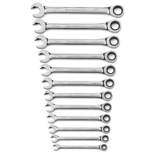 12 Piece 72-Tooth 12 Point Open End Ratcheting Metric Wrench Set | APX85597